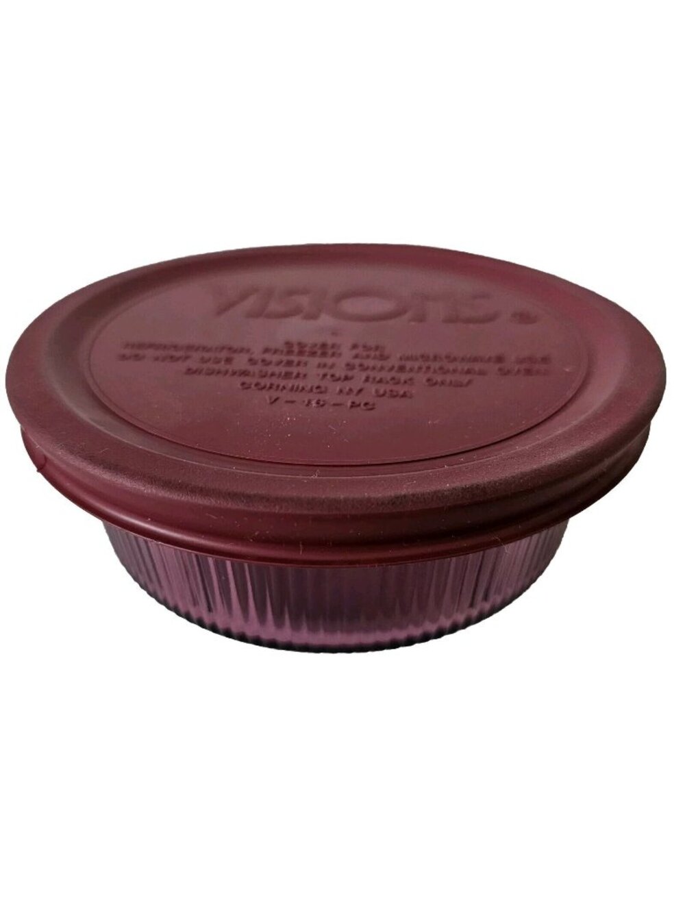 Corning Ware Visions Cranberry Casserole 1pt glass microwave bowl C16B lid V16PC